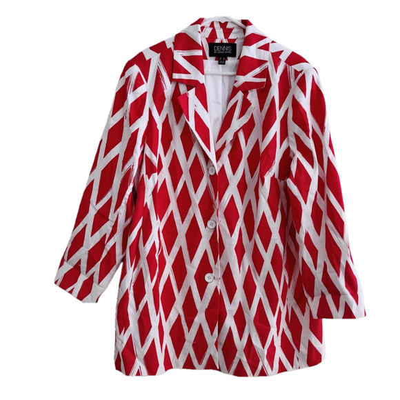 dennis basso Jackets & Blazers - Dennis Basso Wide Printed Topper Jacket
